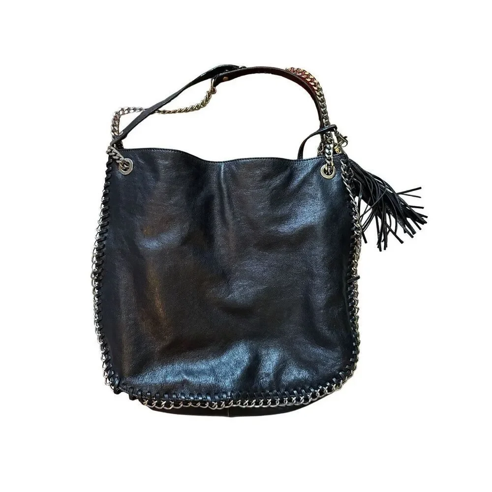 Michael Kors black leather with chain detail